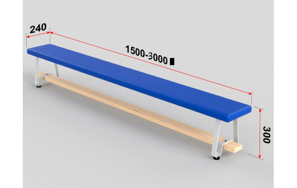 Скамейка гимнастическая полумягкая, ножка - металл Glav 04.303.1-3000 Длина 300см 600_380