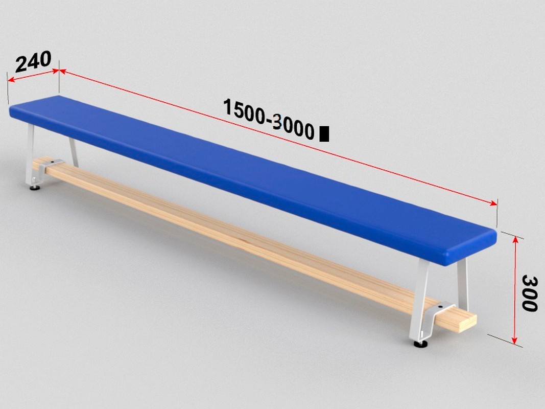 Скамейка гимнастическая полумягкая, ножка - металл Glav 04.303.1-3000 Длина 300см 1067_800