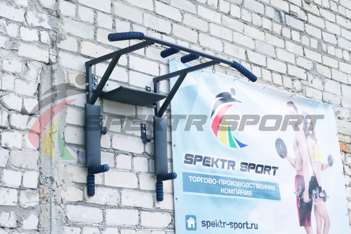 Турник-брусья-пресс настенный Spektr Sport Мангуст+ черный 1199_800