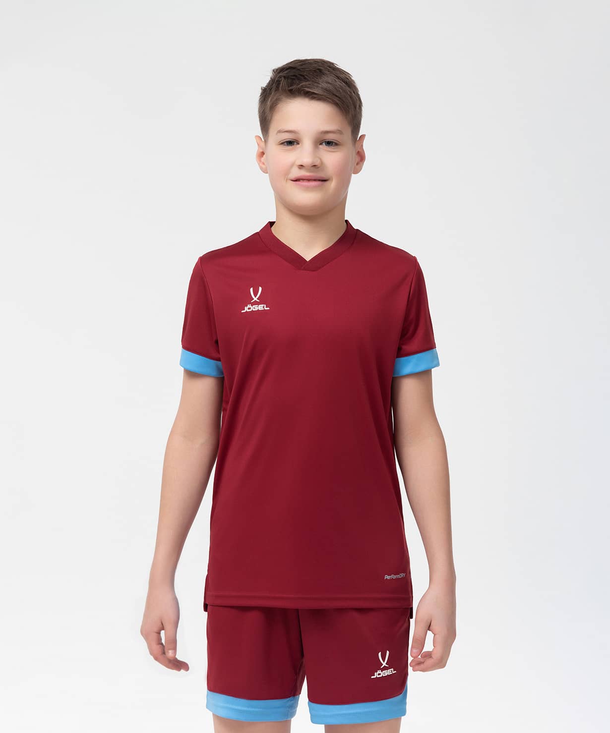 Футболка игровая Jogel DIVISION PerFormDRY Union Jersey, гранатовый/голубой/белый 1230_1479